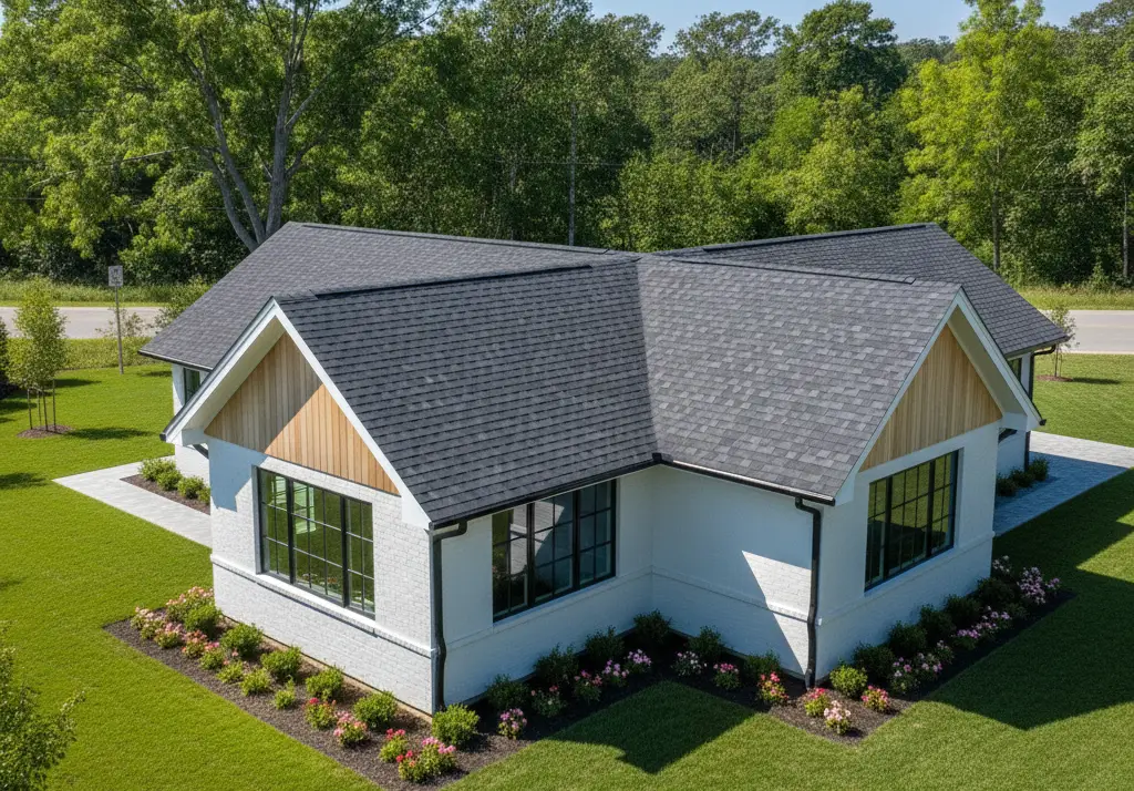 Home with a new architectural shingle roof
