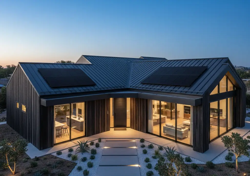 Modern home with a standing-seam metal roof